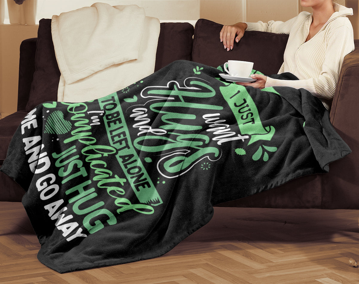 Apparel - Hug Me And Go Away Green Fleece Blankets