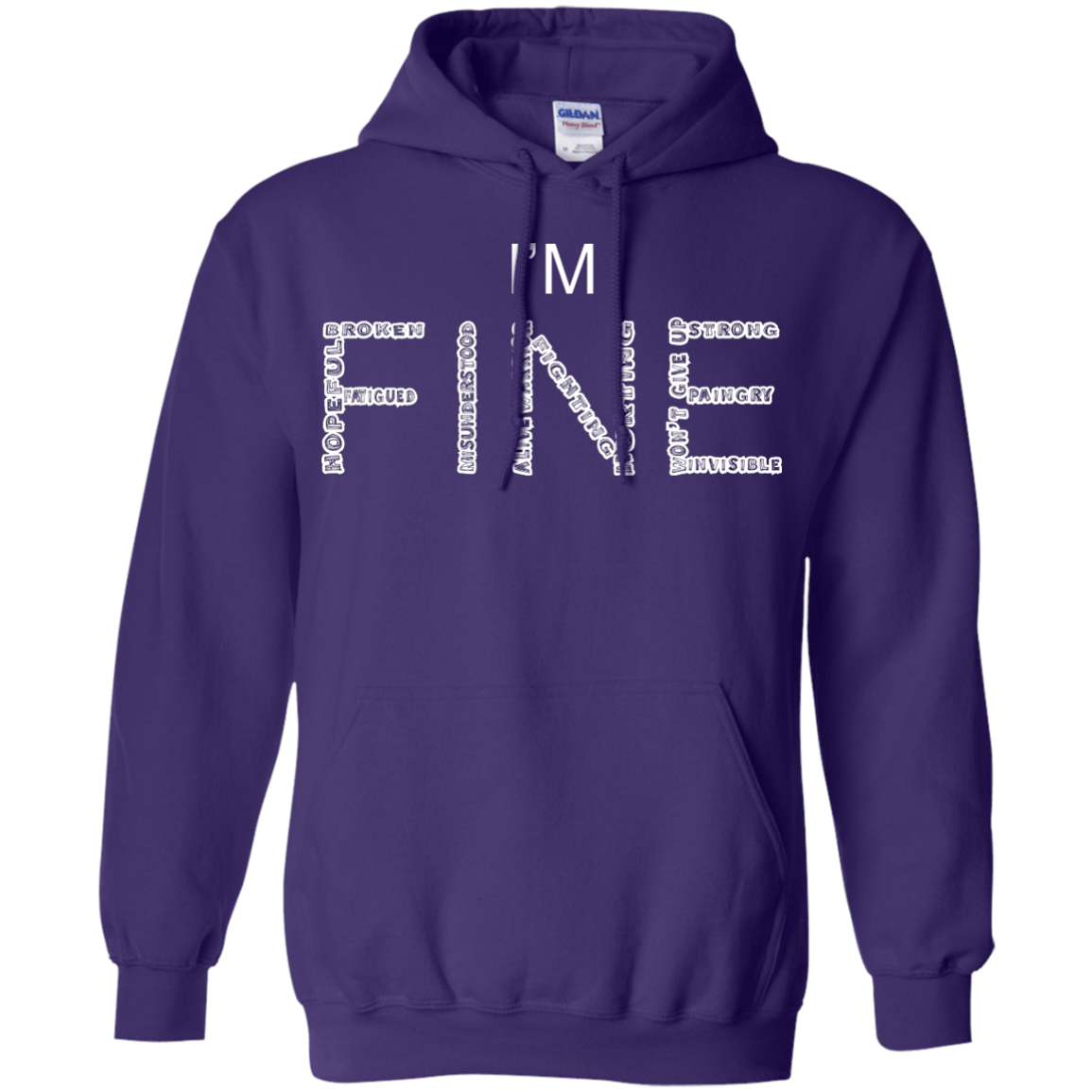 I'm Fine Between The Lines Pullover Hoodie 8 oz - The Unchargeables