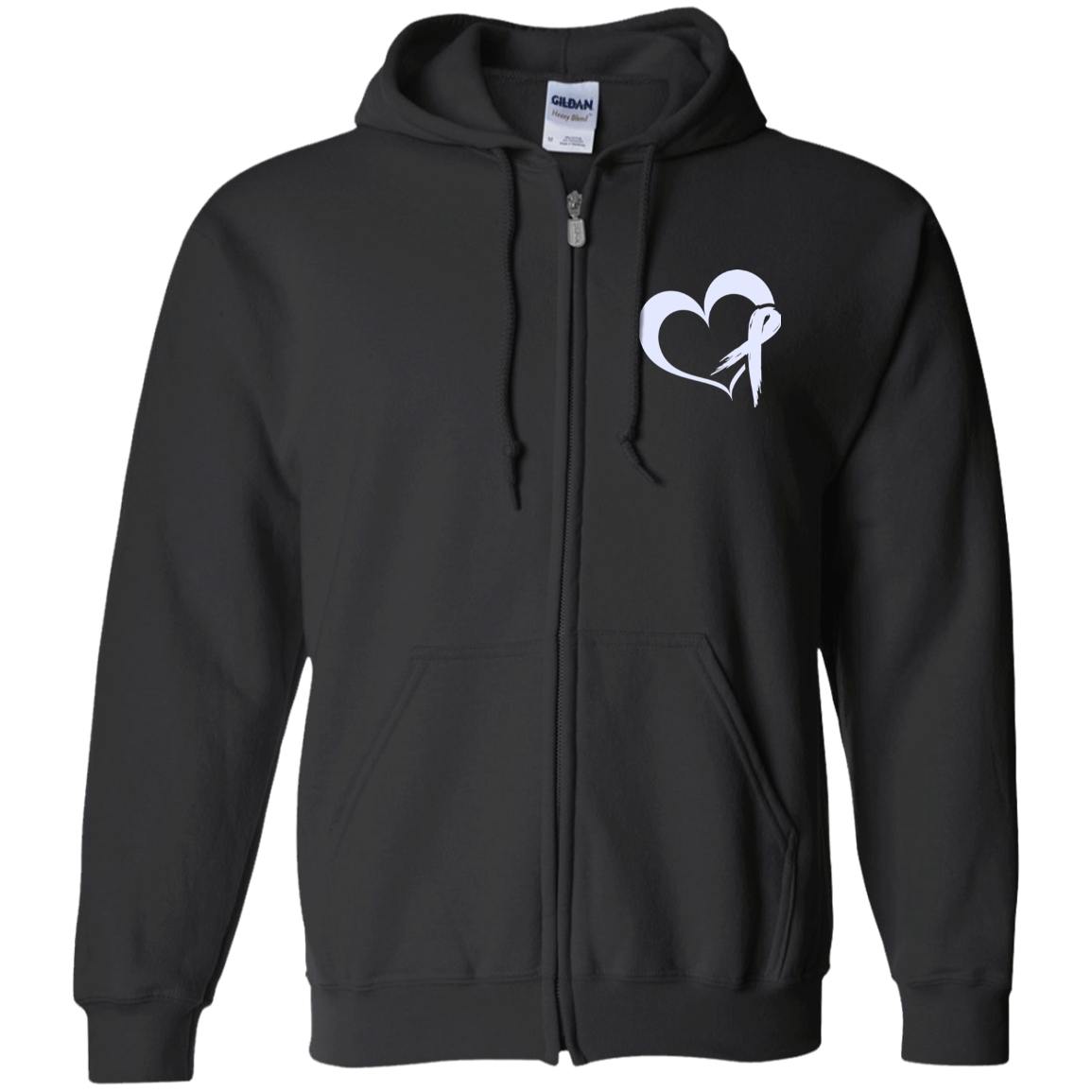 Heart Ribbon Zip Up Hooded Sweatshirt - The Unchargeables