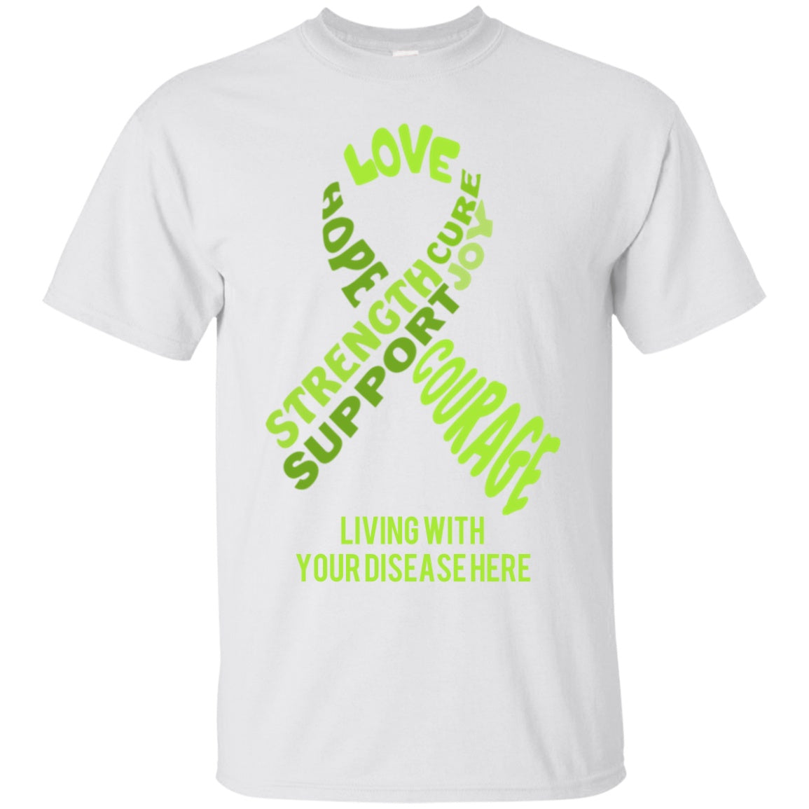 Customisable Lime Green Awareness Ribbon With Words Unisex Shirt - The Unchargeables