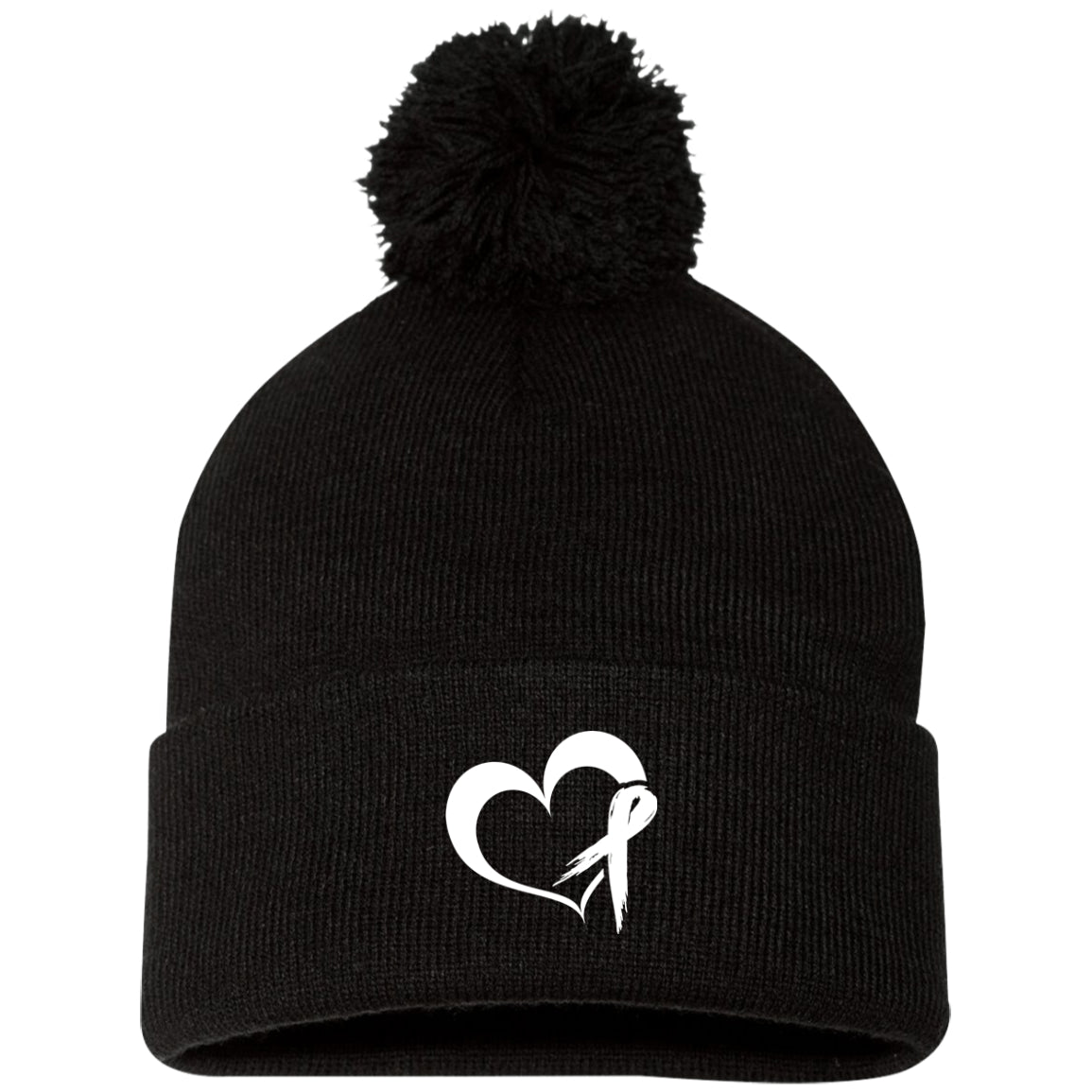 Heart Ribbon Pom Pom Knit Cap - The Unchargeables