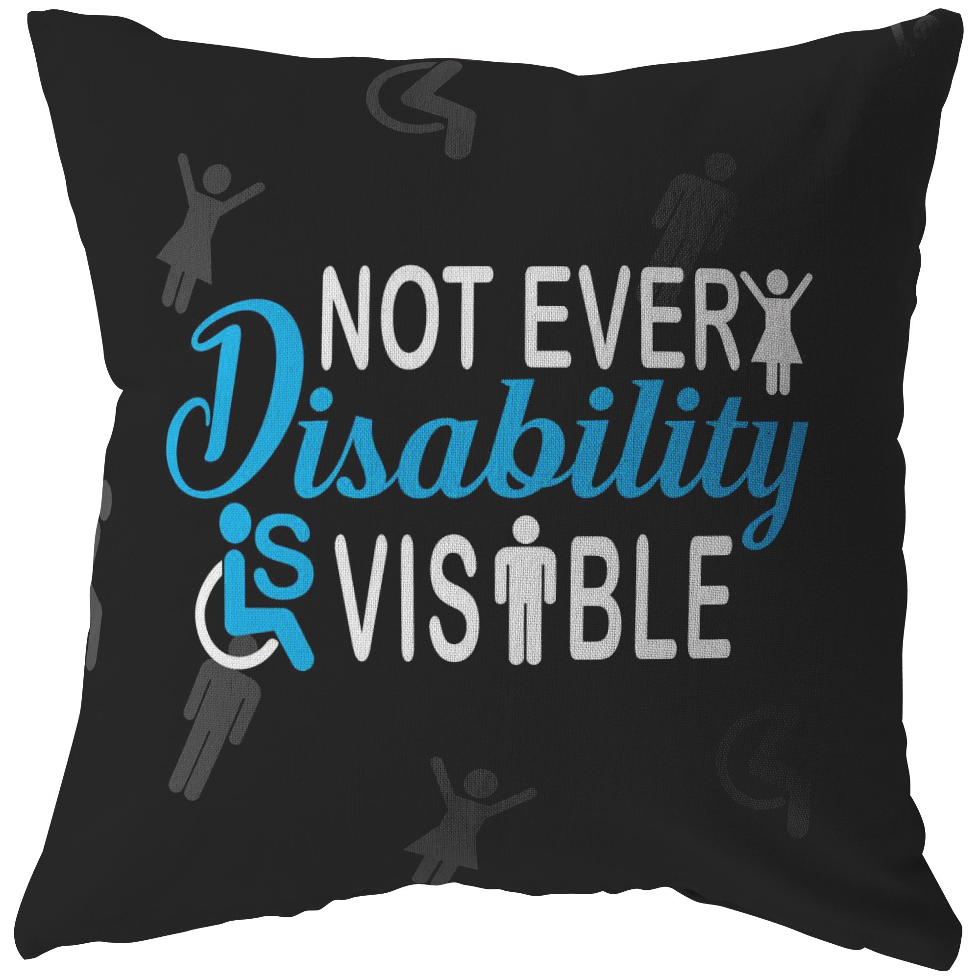 Invisible Disability With Icons Black Pillow - The Unchargeables