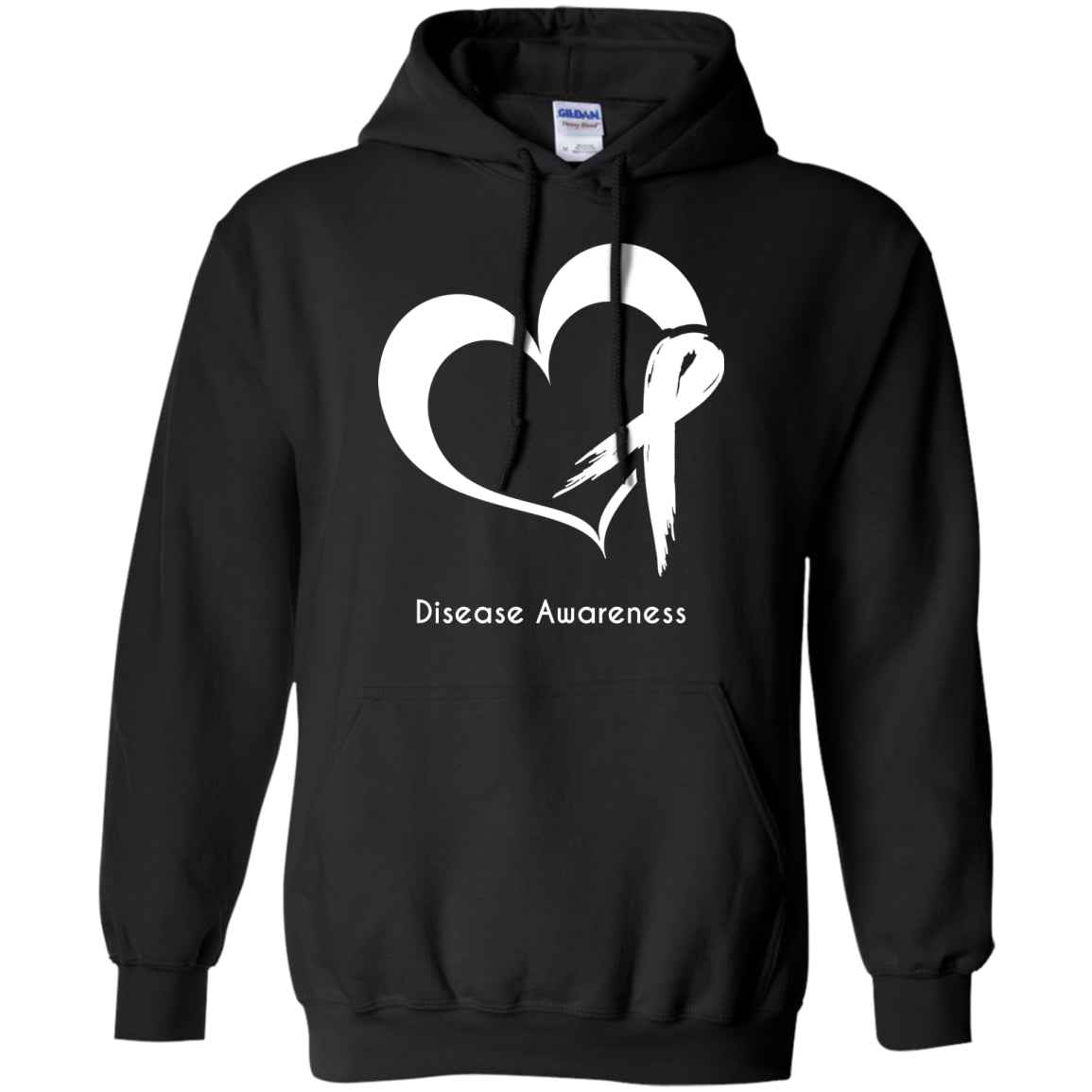 Heart Ribbon Customisable Pullover Hoodie 8 oz. - The Unchargeables