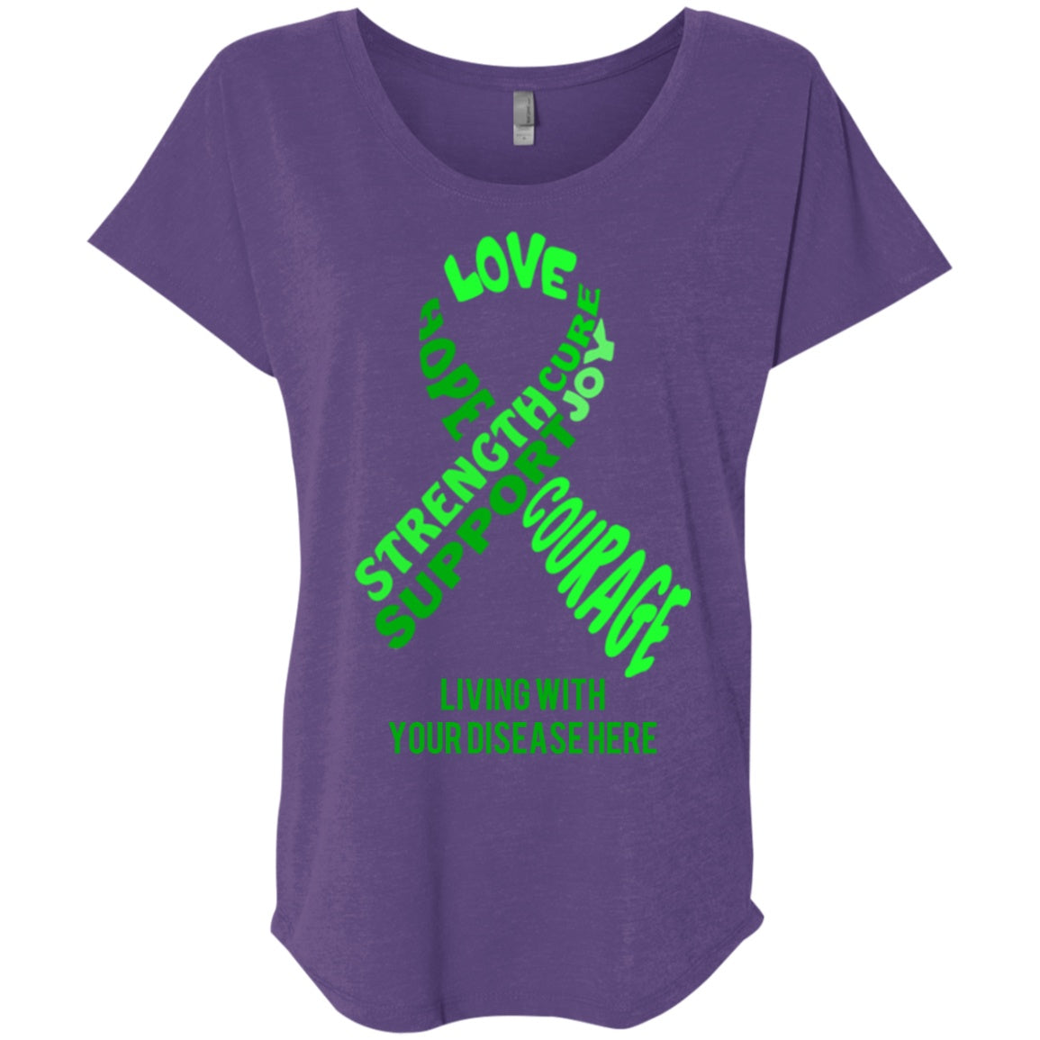 Customisable Green Awareness Ribbon With Words Dolman Sleeve - The Unchargeables
