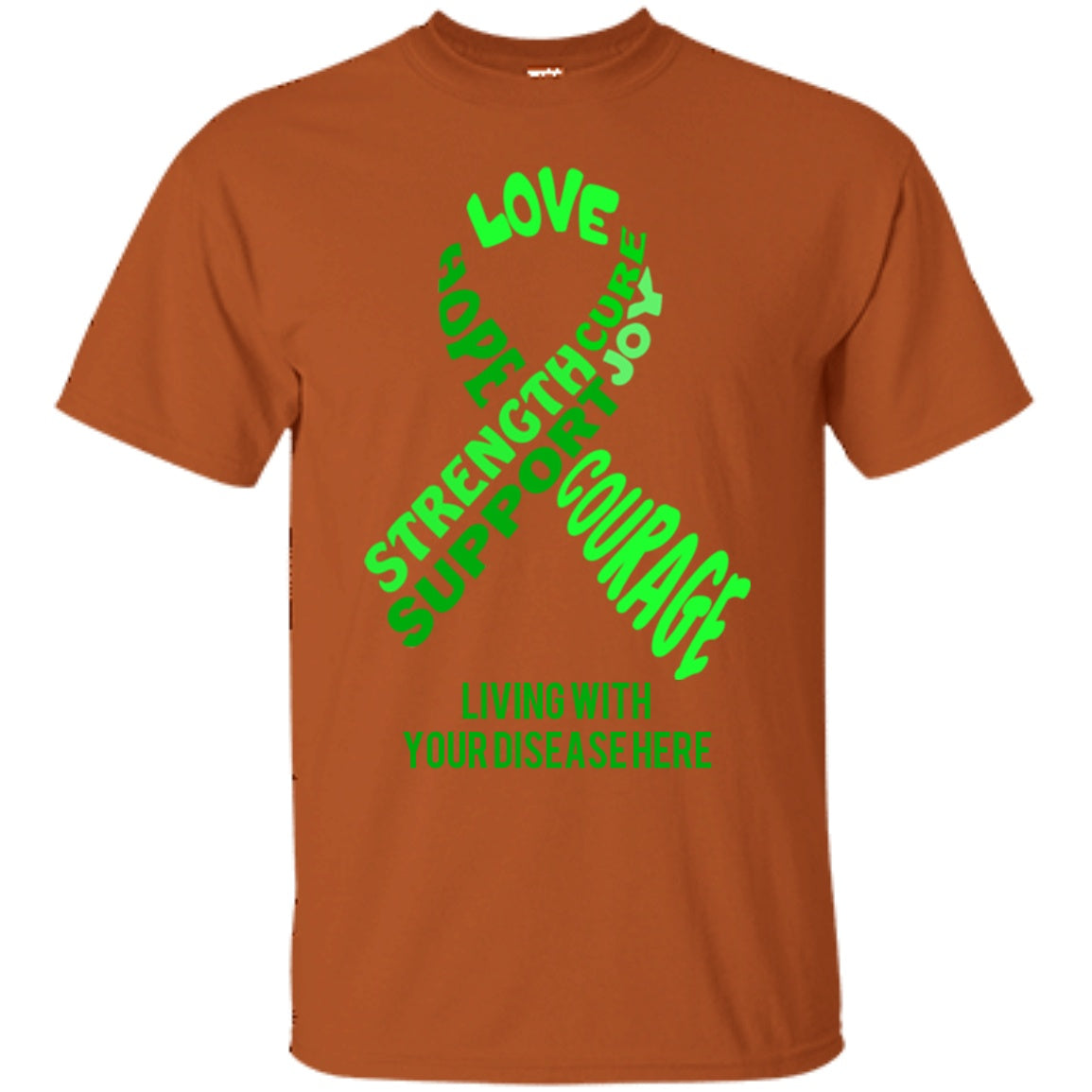 Customisable Green Awareness Ribbon With Words Unisex Shirt - The Unchargeables