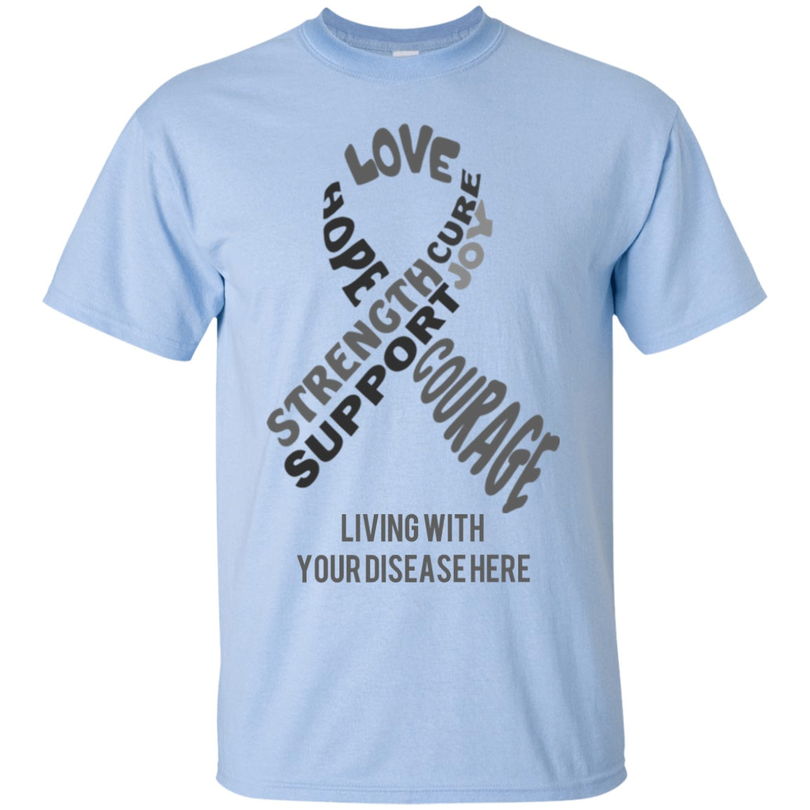Customisable Grey Awareness Ribbon With Words Unisex Shirt - The Unchargeables