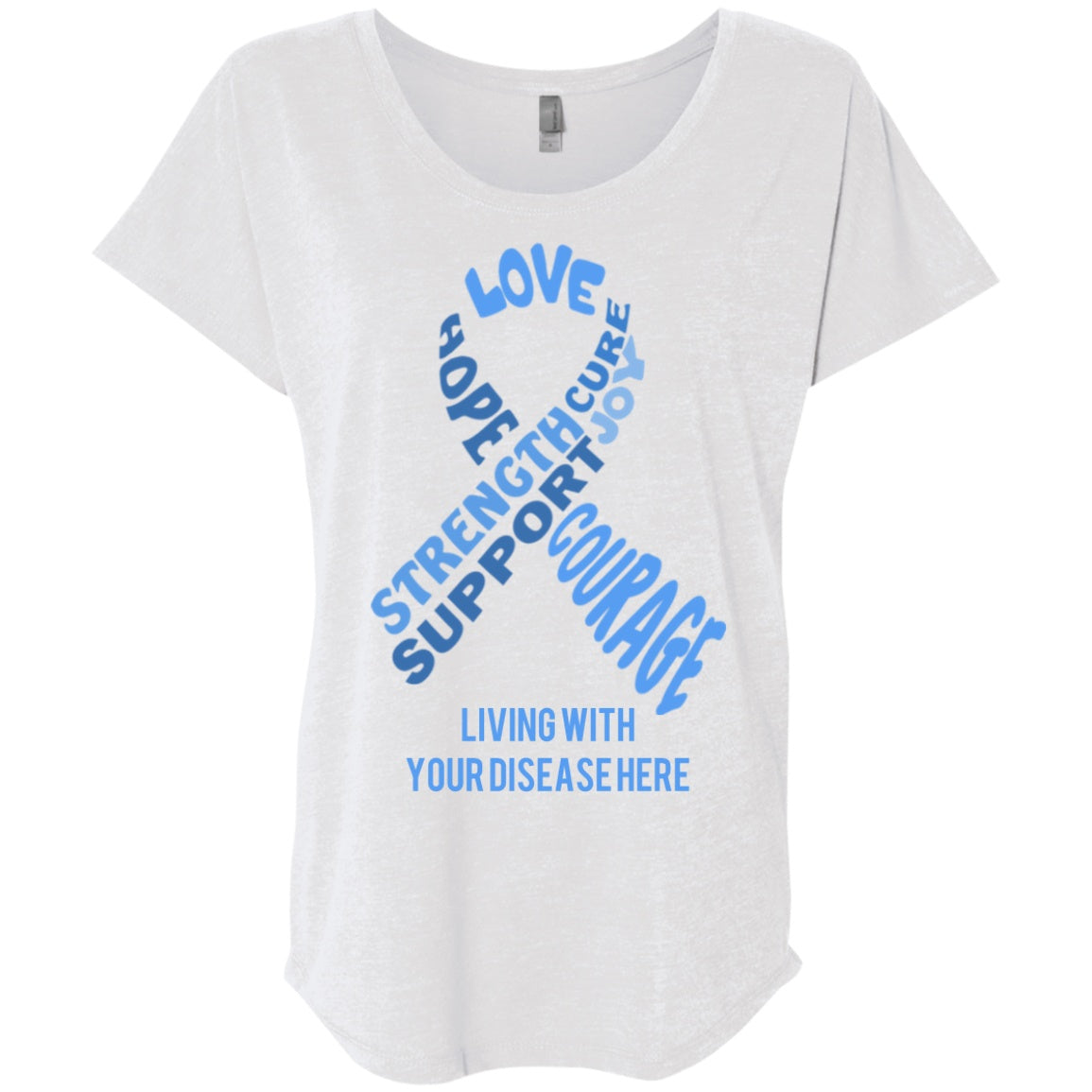 Customisable Light Blue Awareness Ribbon With Words Dolman Sleeve - The Unchargeables