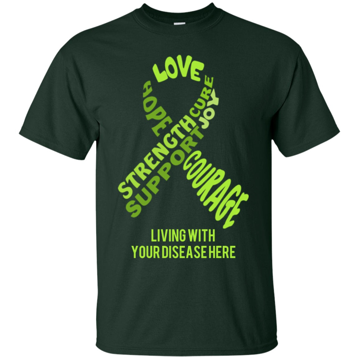 Customisable Lime Green Awareness Ribbon With Words Unisex Shirt - The Unchargeables