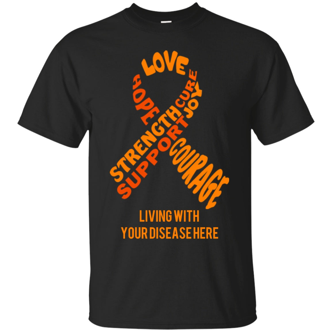 Customisable Orange Awareness Ribbon With Words Unisex Shirt - The Unchargeables