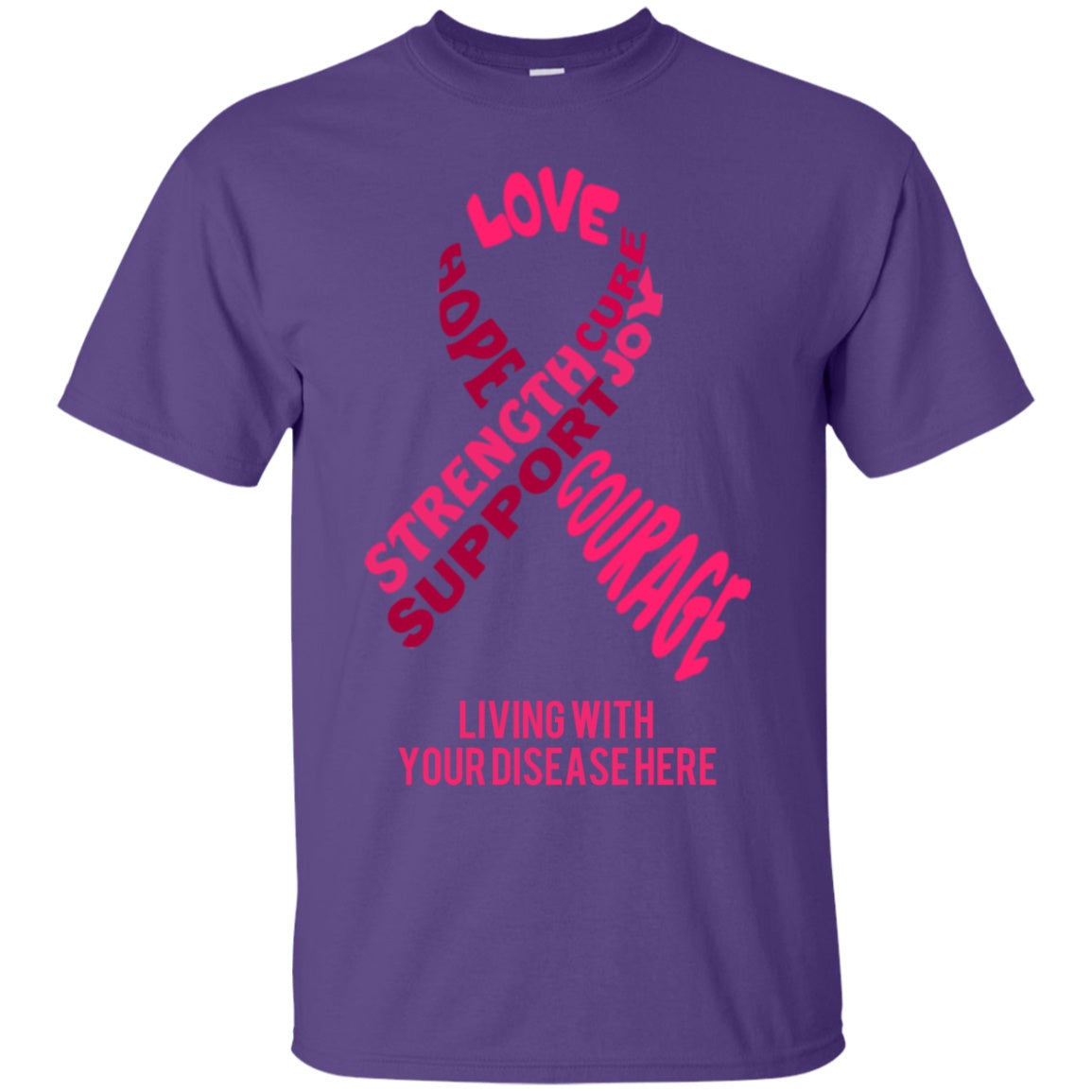 Customisable Pink Awareness Ribbon With Words Unisex Shirt - The Unchargeables