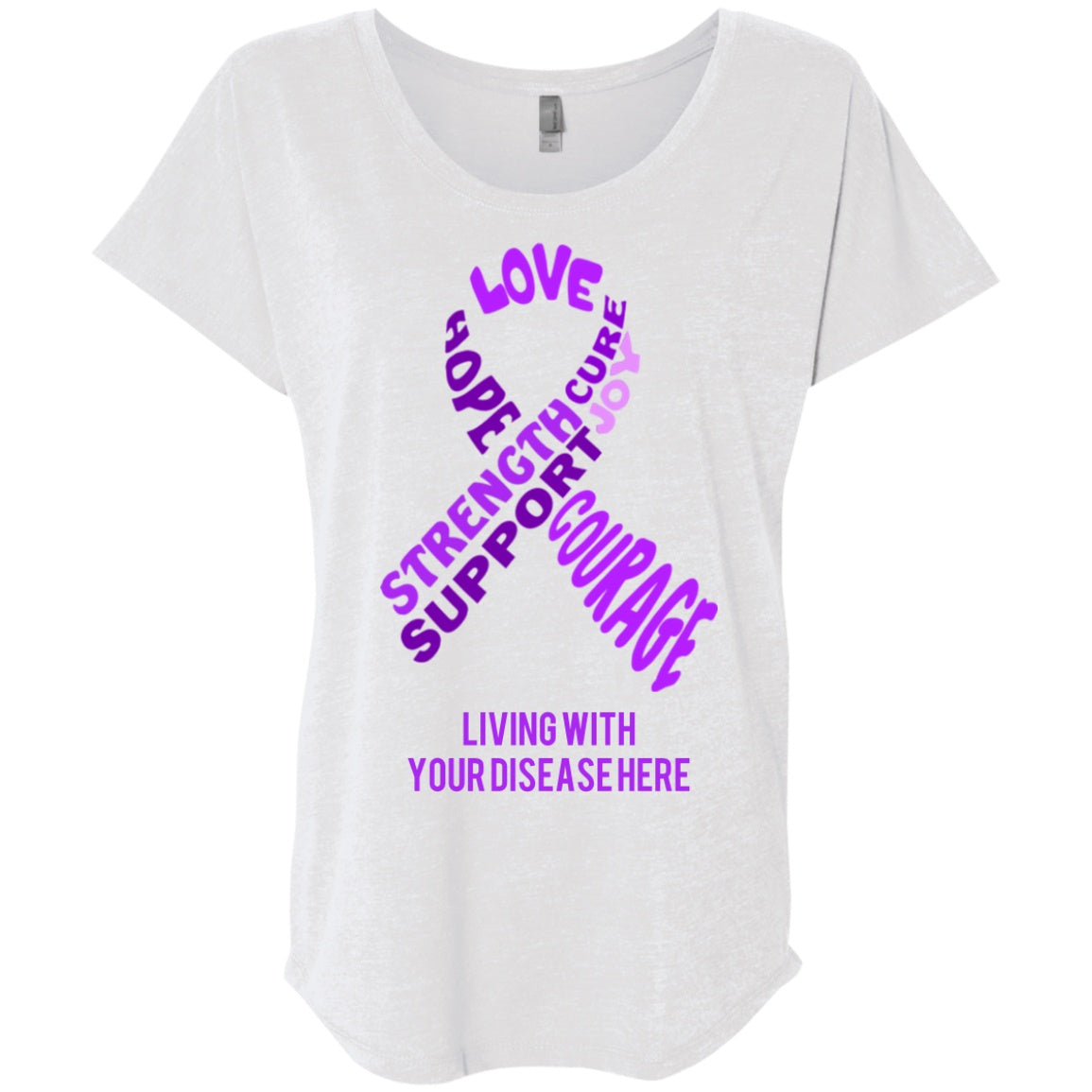 Customisable Purple Awareness Ribbon With Words Dolman Sleeve - The Unchargeables