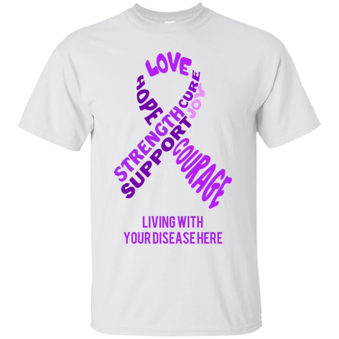 Customisable Purple Awareness Ribbon With Words Unisex Shirt - The Unchargeables