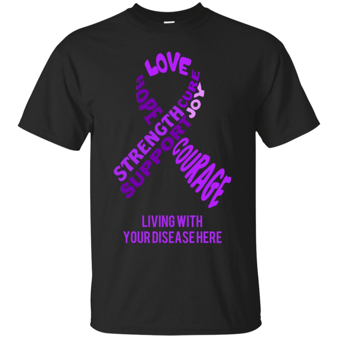 Customisable Purple Awareness Ribbon With Words Unisex Shirt - The Unchargeables