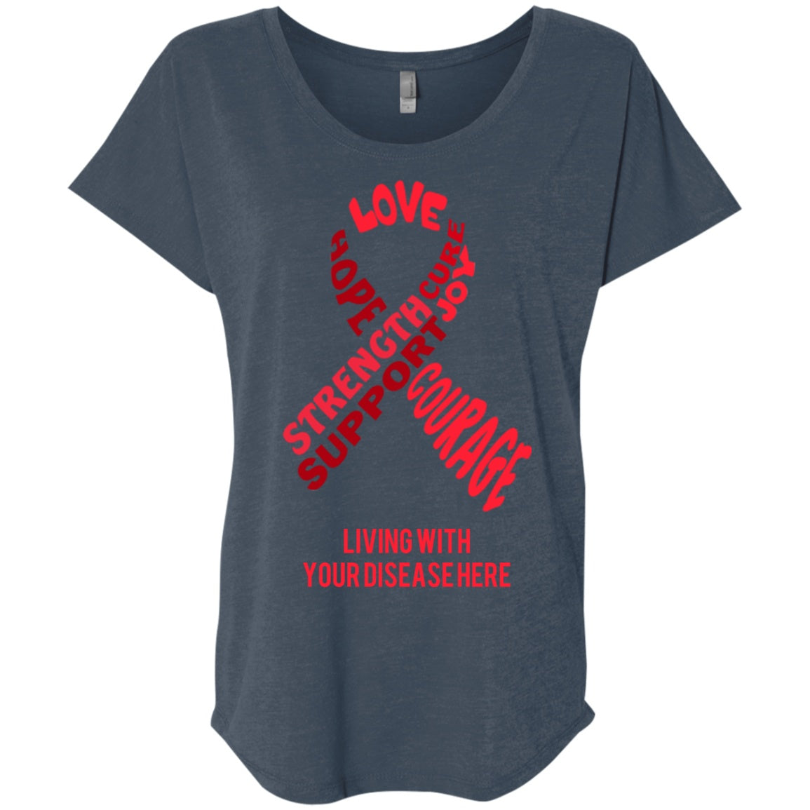 Customisable Red Awareness Ribbon With Words Dolman Sleeve - The Unchargeables