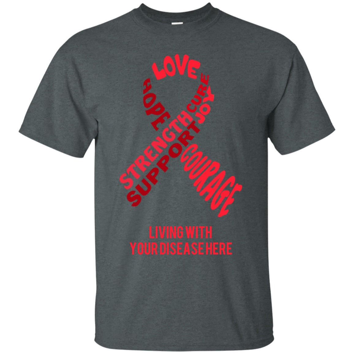 Customisable Red Awareness Ribbon With Words Unisex Shirt - The Unchargeables